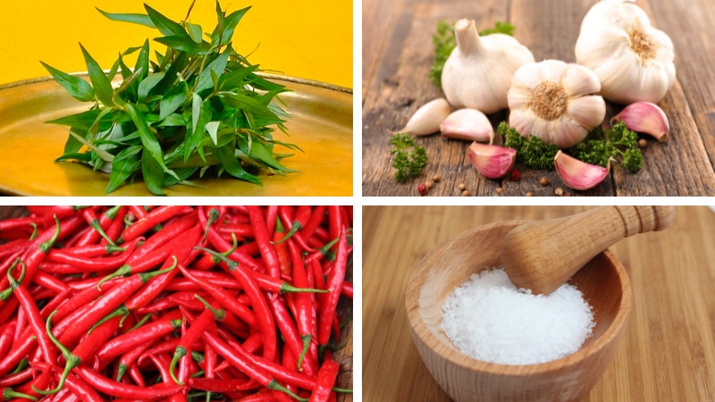 Ớt, tỏi và muối